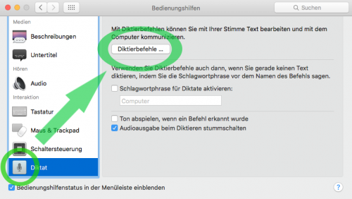 Mac Spracheingabe lernfähig
